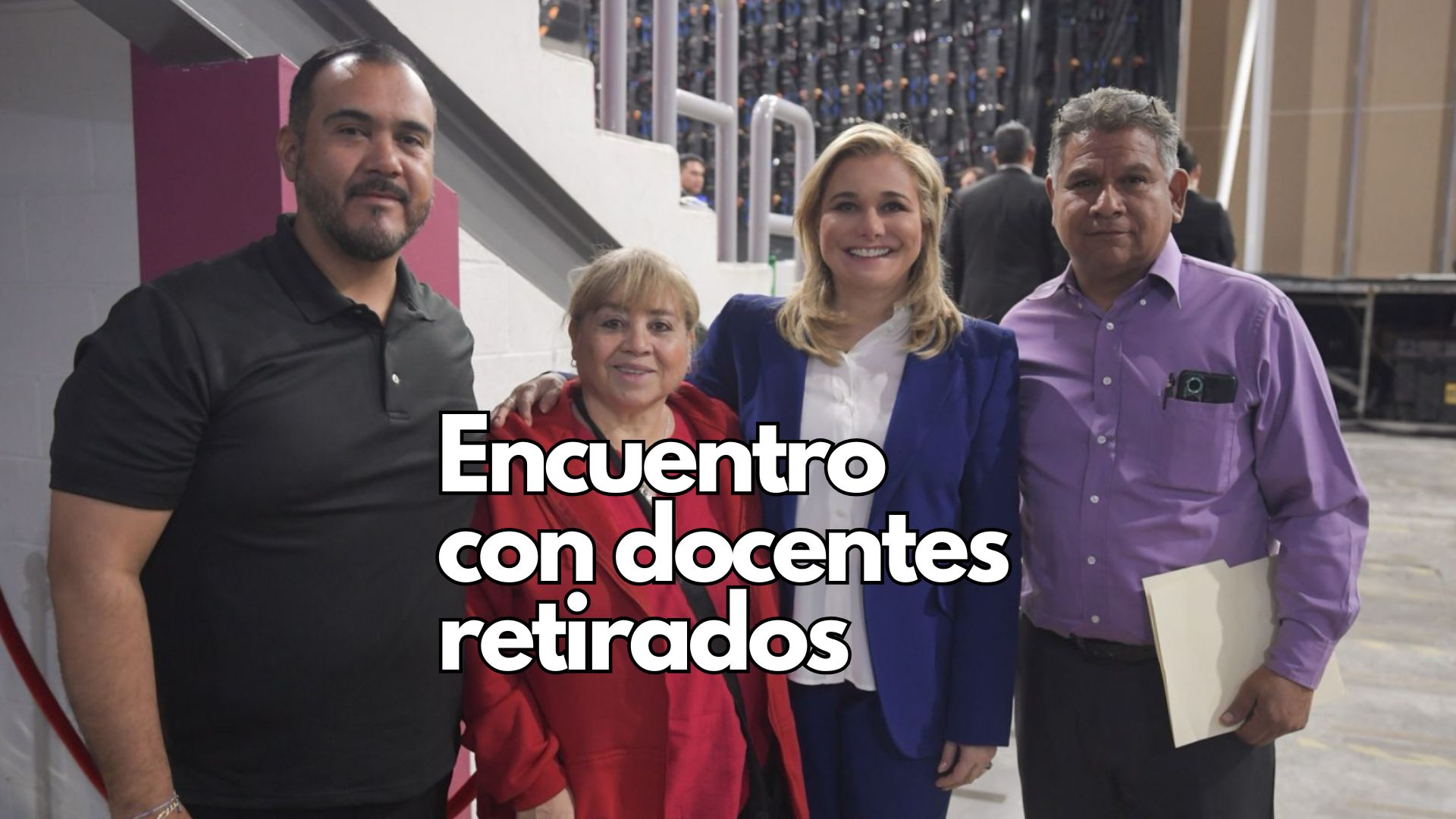 Maru Campos dialoga con maestros jubilados para atender sus solicitudes