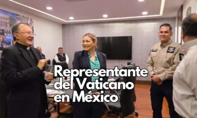 Maru Campos recibe al nuncio apostólico en México, Monseñor Joseph Spitieri, durante su visita a Chihuahua