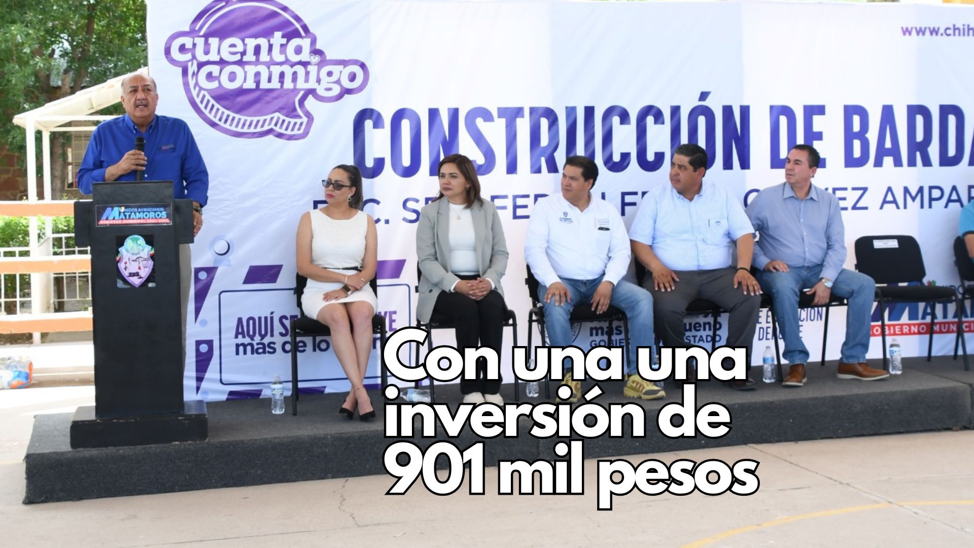 Arranca SEyD construcción de barda perimetral en secundaria de Matamoros